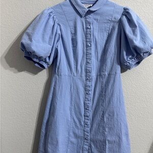 THML Sky Blue Collared Button-Up Dress